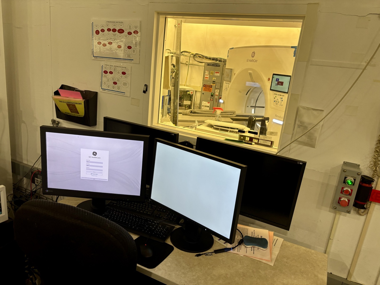 Radiology control area configured for representative operating workflow